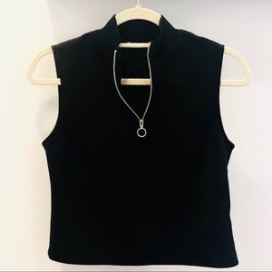 Zara Black Sleeveless Zip Top